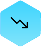 Wound Logic Icon downward graph blue hexagon