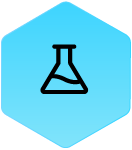 Wound Logic Icon flask in blue hexagon