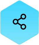 Wound Logic Icon network in blue hexagon